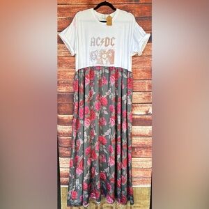🎸The Remix Collection🥁 AC/DC Addition! Band Tee to maxi! Repurposed.